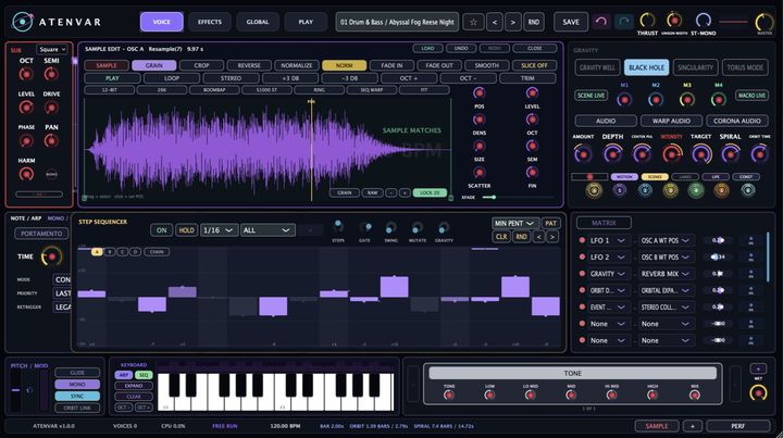 ATENVAR VOICE page with the sample editor open
