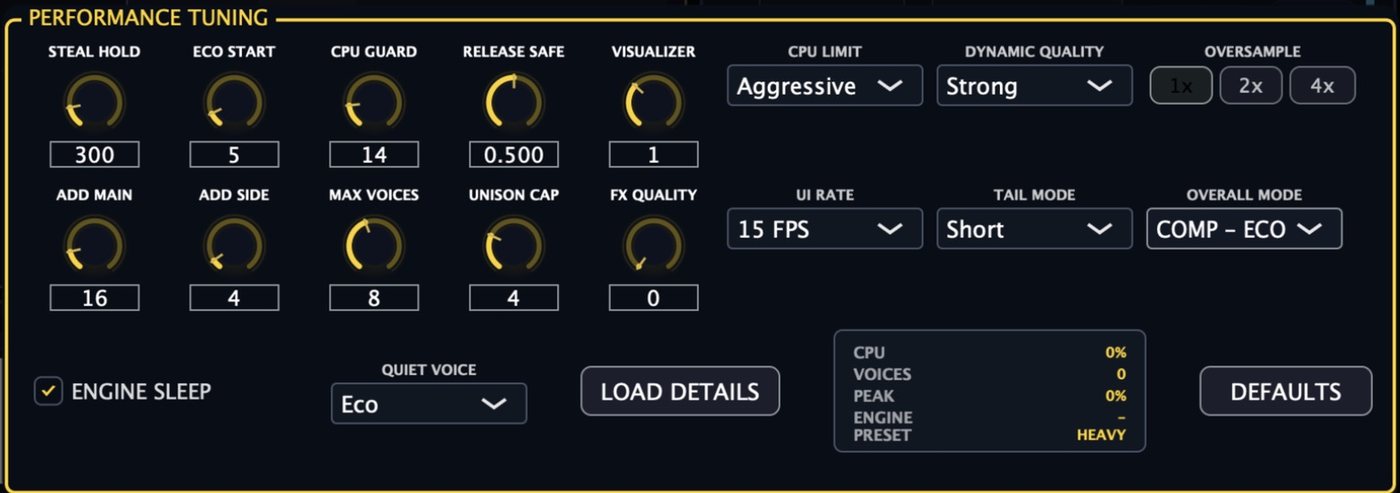Performance tuning panel